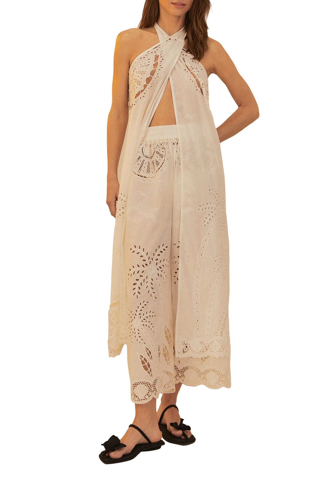 Coconut Richelieu cotton trousers - White
