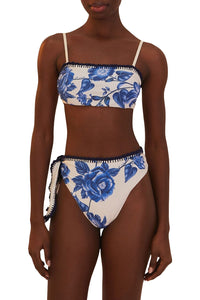 Blue Floral Cascade Off White Bas de bikini - Blue Floral Cascade Off White