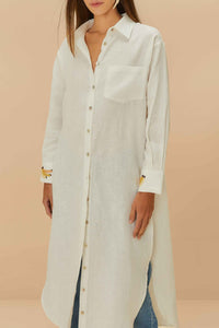 Embroidered linen blouse - White