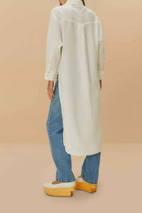 Embroidered linen blouse - White