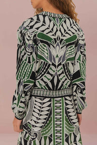 Lace and knitted cardigan - Green