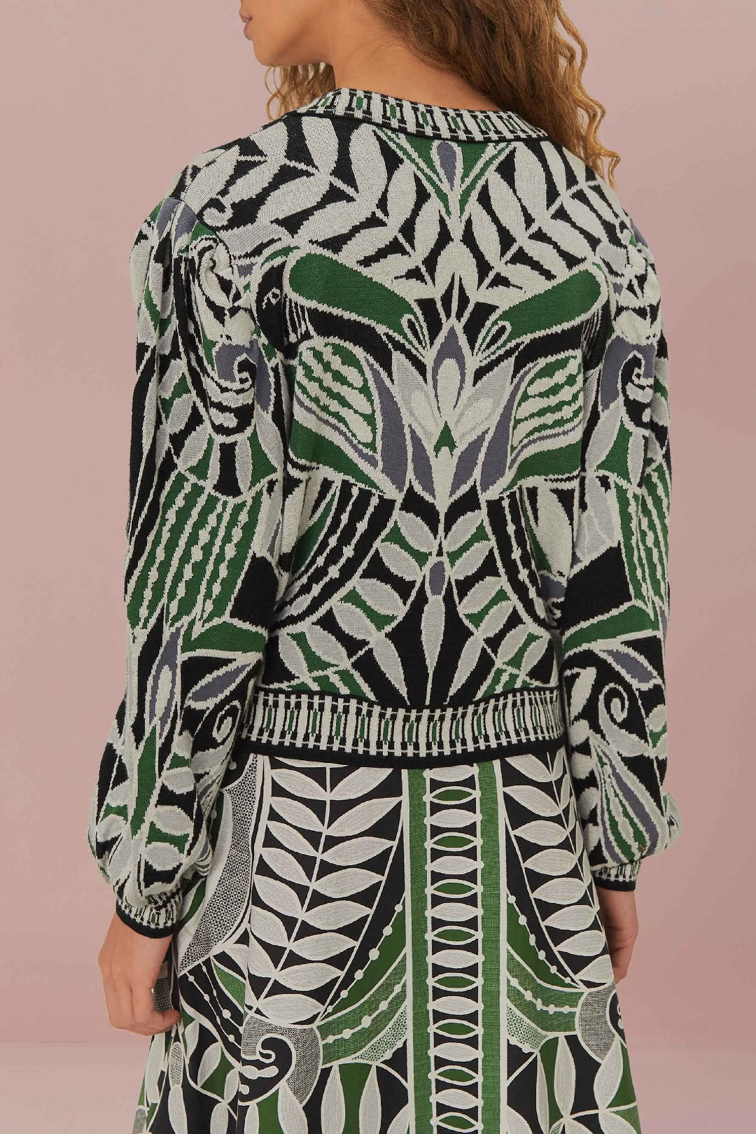 Lace and knitted cardigan - Green