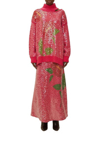 Jupe midi à sequins - Rose