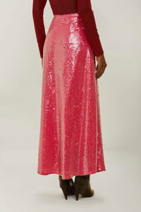 Jupe midi à sequins - Rose
