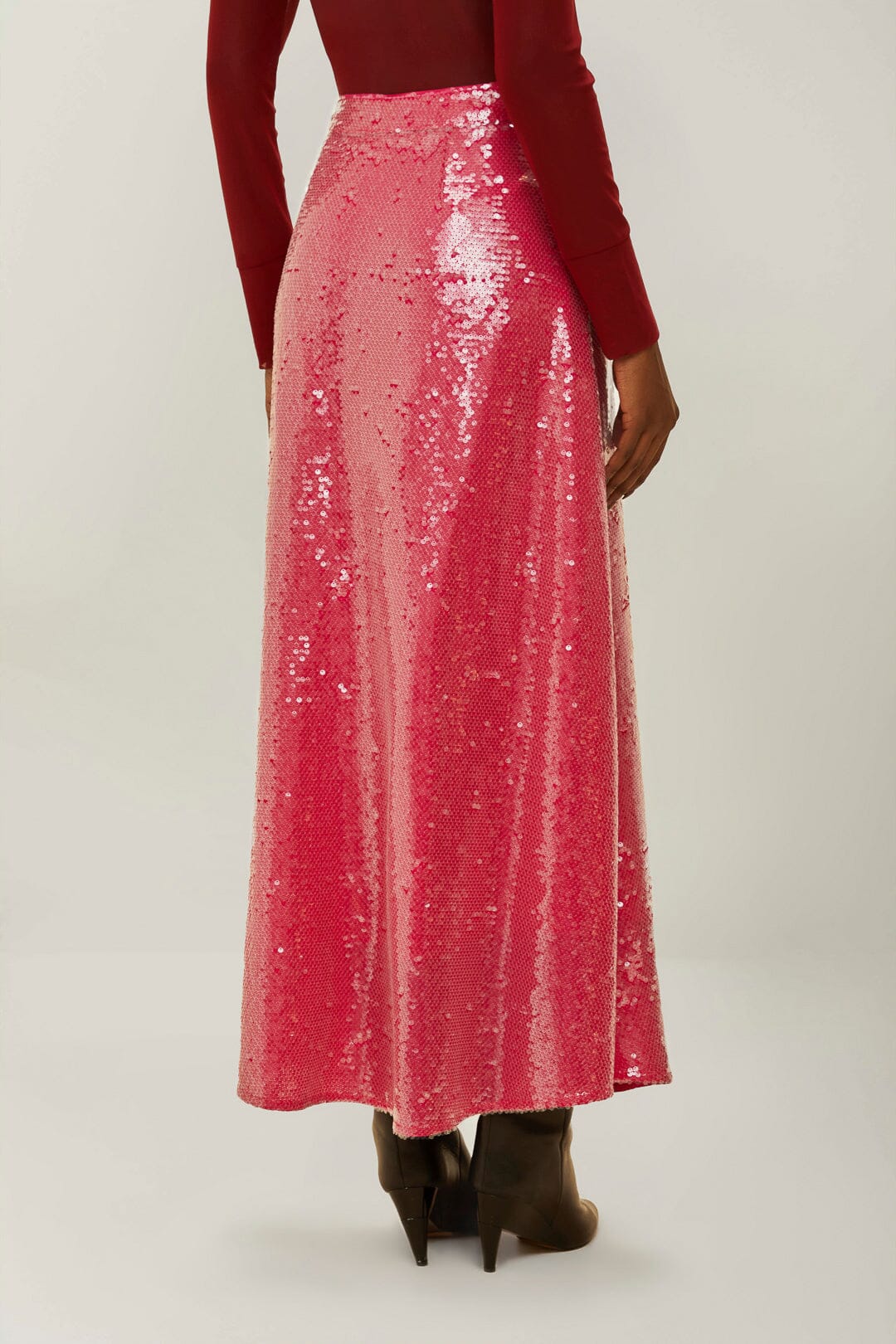 Jupe midi à sequins - Rose