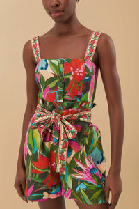 Combi-short Dream Garden en lin - Multicolore
