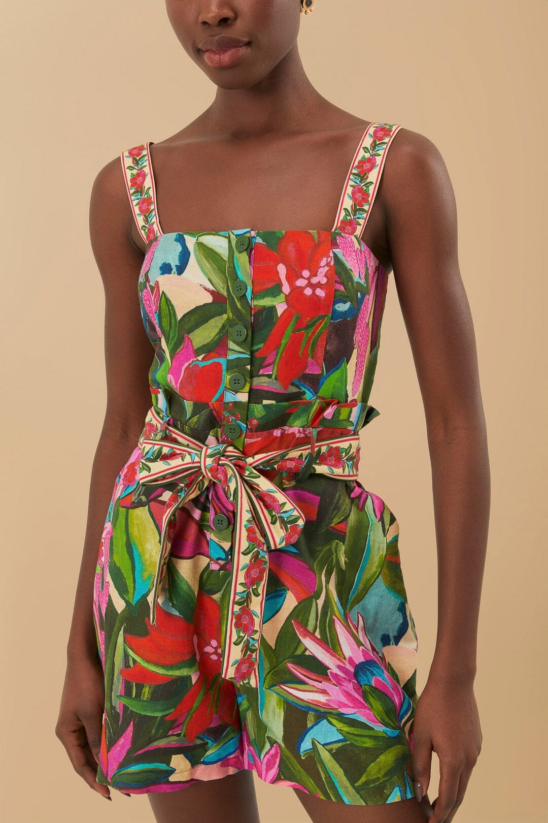 Combi-short Dream Garden en lin - Multicolore