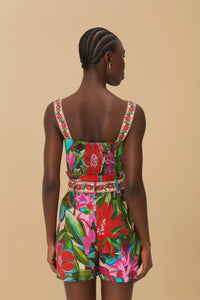 Combi-short Dream Garden en lin - Multicolore
