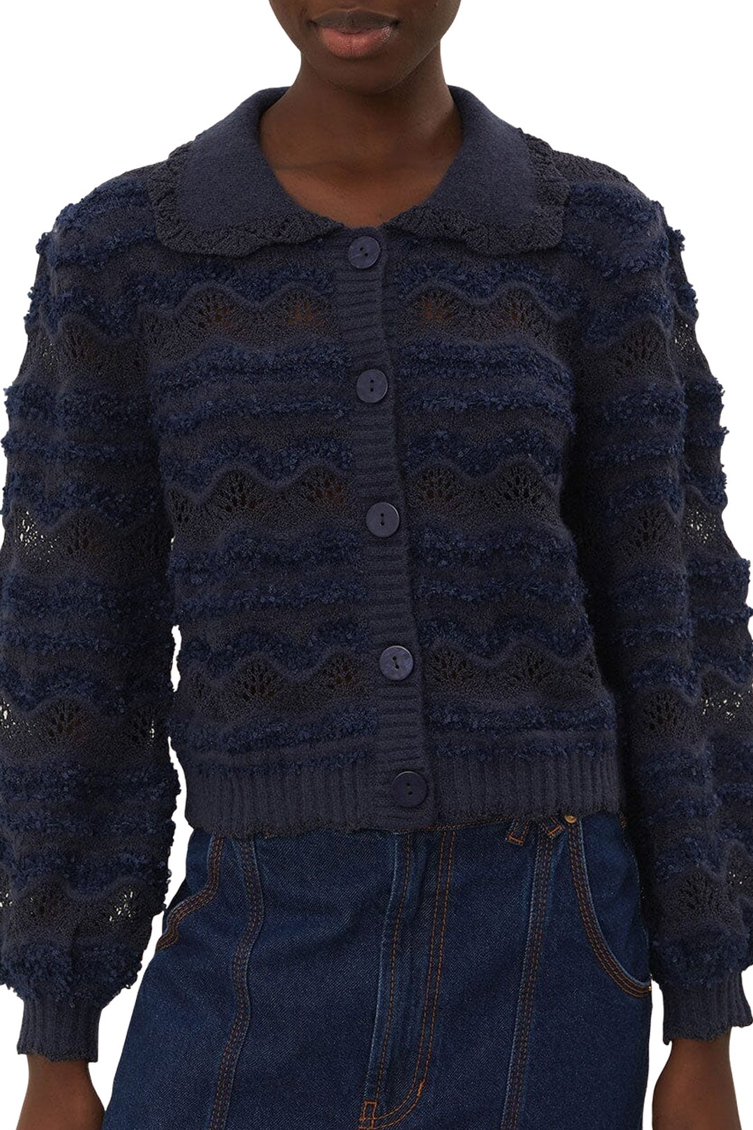 Cardigan tressé en maille - Bleu