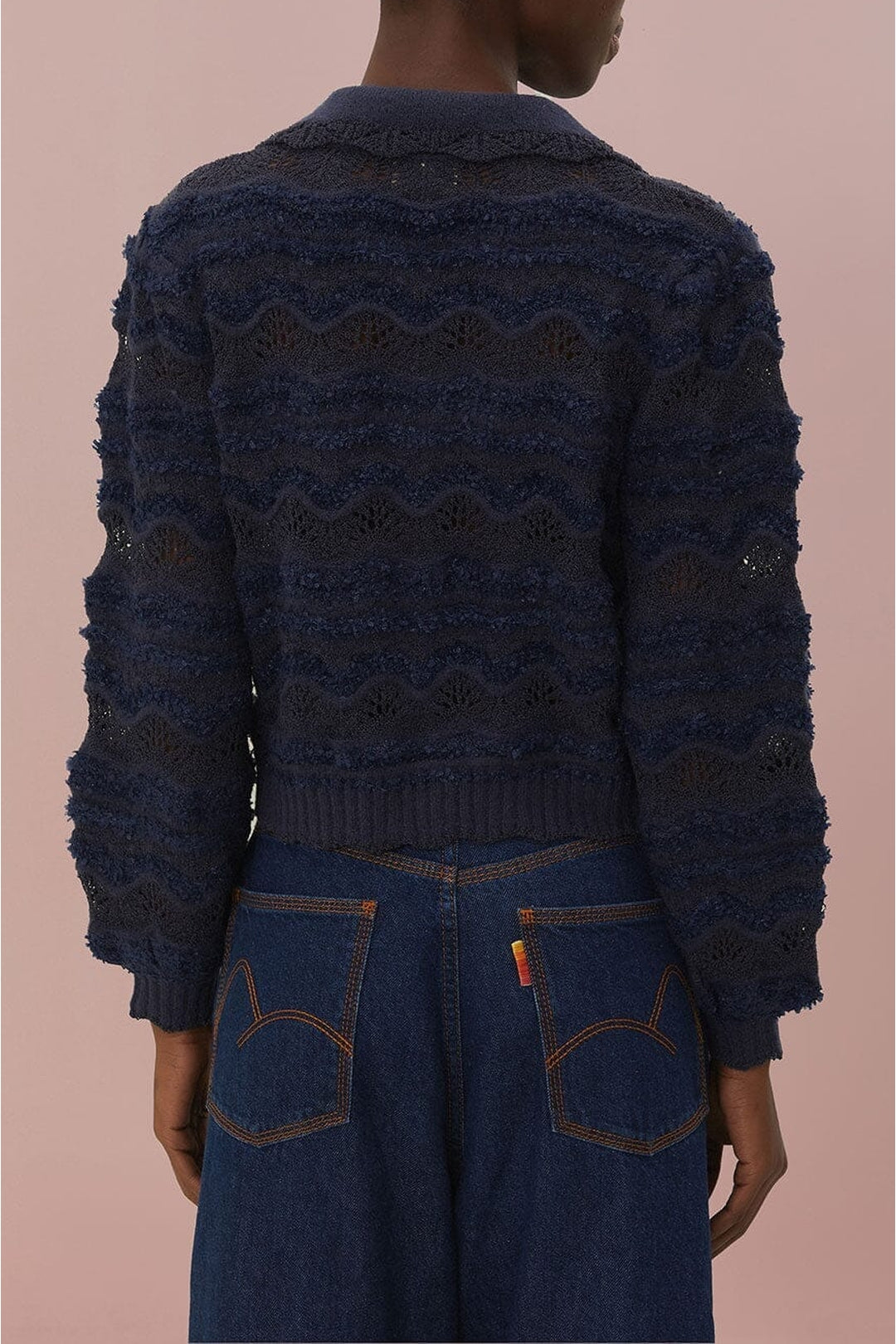 Cardigan tressé en maille - Bleu