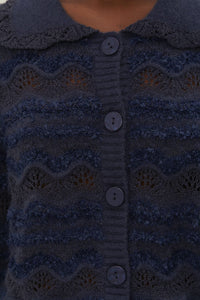 Cardigan tressé en maille - Bleu
