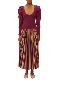 Knitted ruffled shoulder jumper - Purple