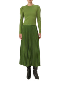 Pull à épaules volantés en maille - Vert