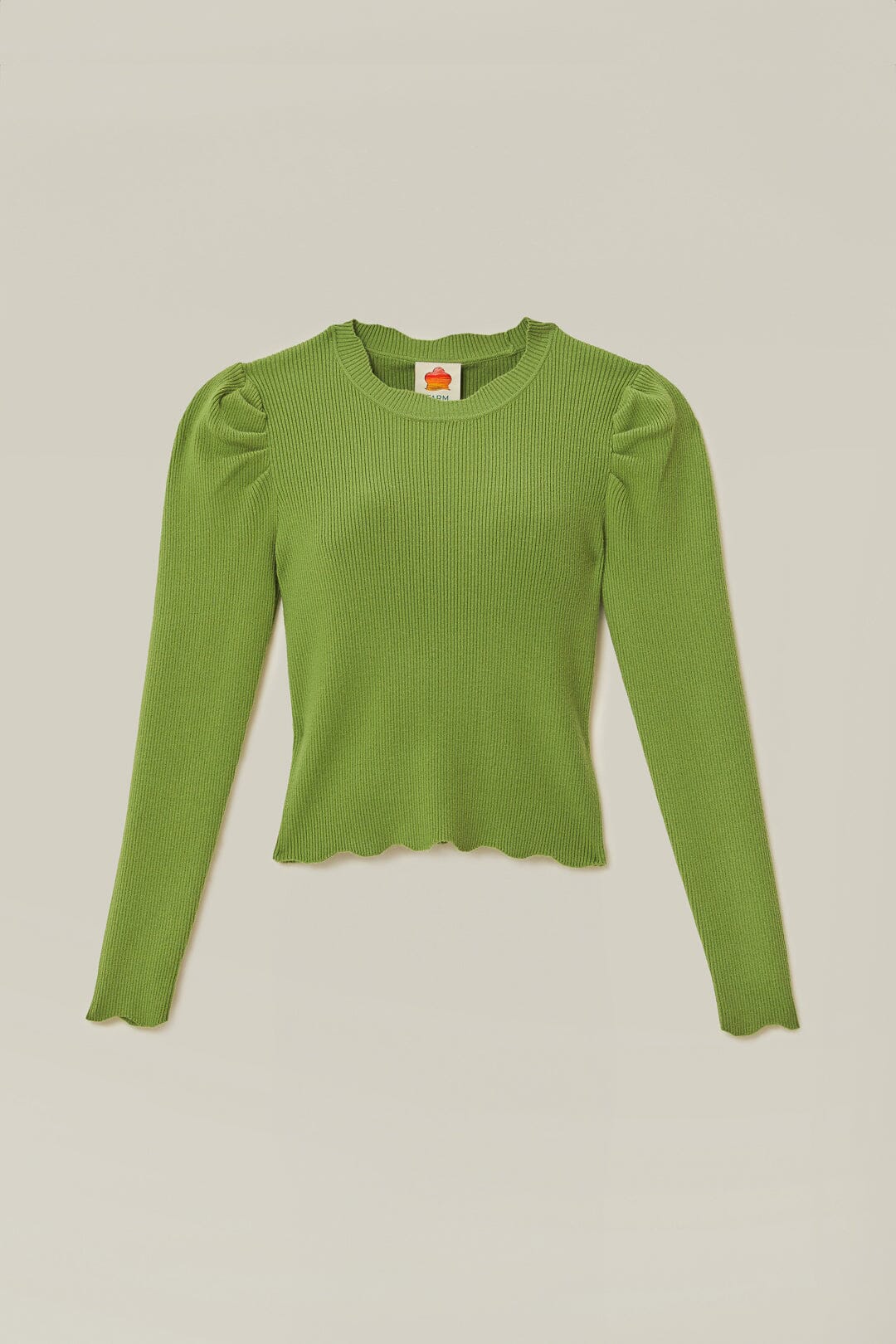 Pull à épaules volantés en maille - Vert