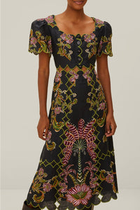 Robe longue Ravenala en lin - Noir