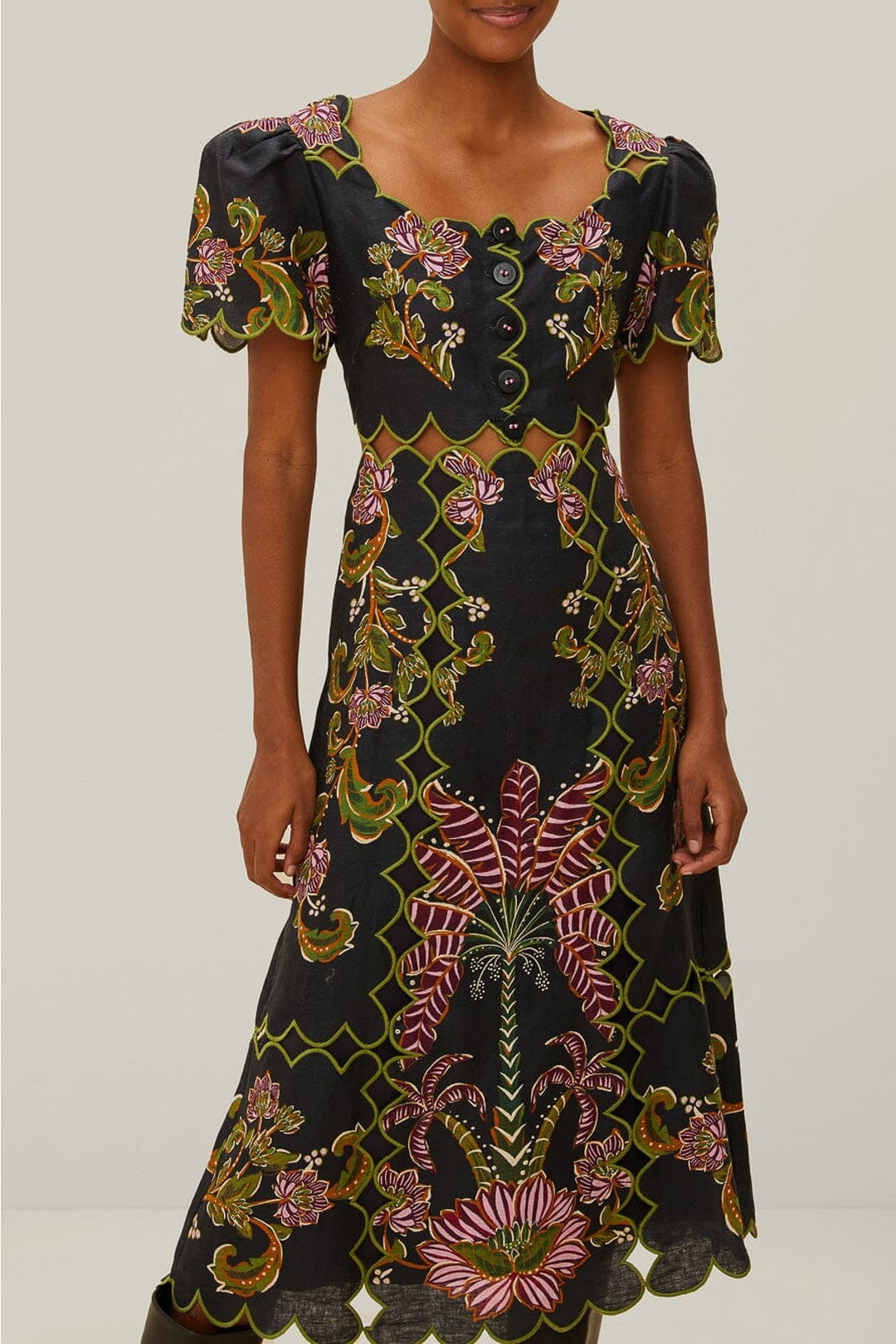 Robe longue Ravenala en lin - Noir