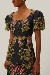 Robe longue Ravenala en lin - Noir