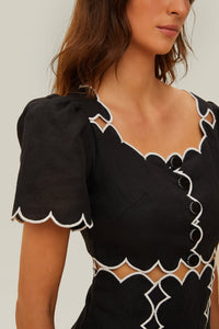 Robe midi en lin - Noir
