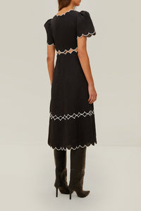 Robe midi en lin - Noir