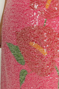 Robe longue Anthurium à sequins - Rose