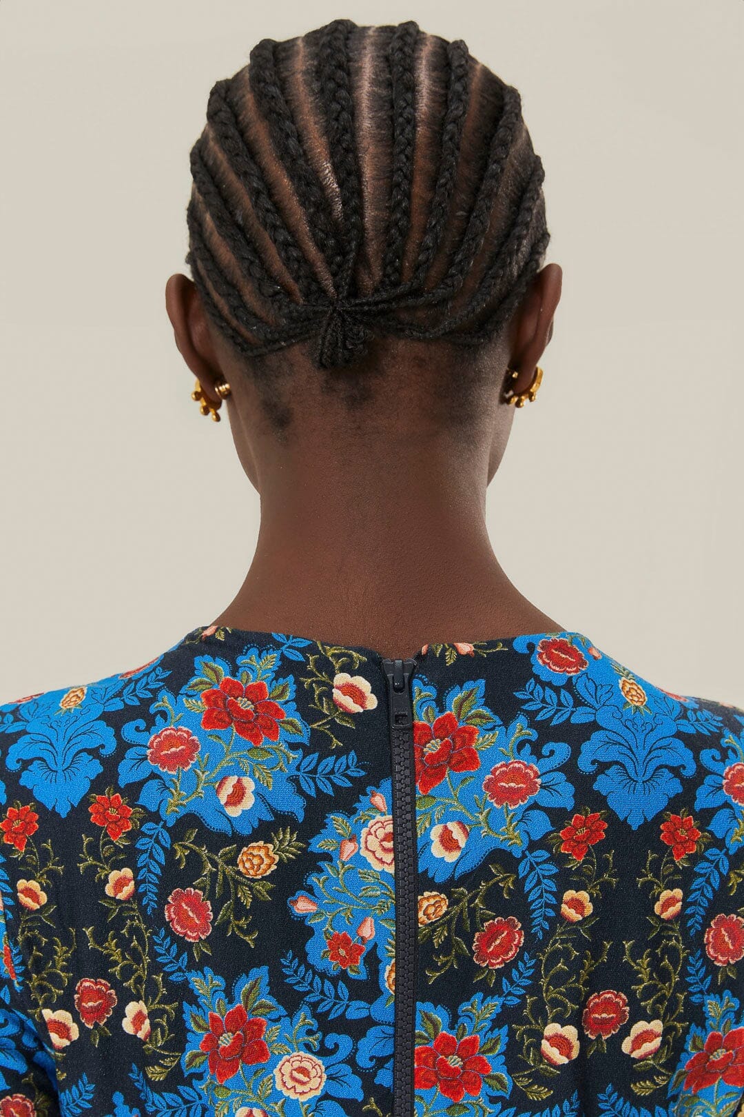 Robe midi Arabesque Floral - Bleu