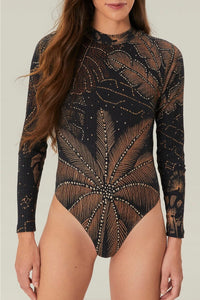 Body Golden Foliage en coton - Noir