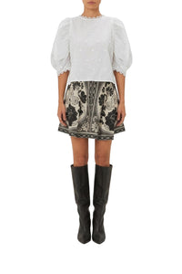 Flowers 3D cotton blouse - White