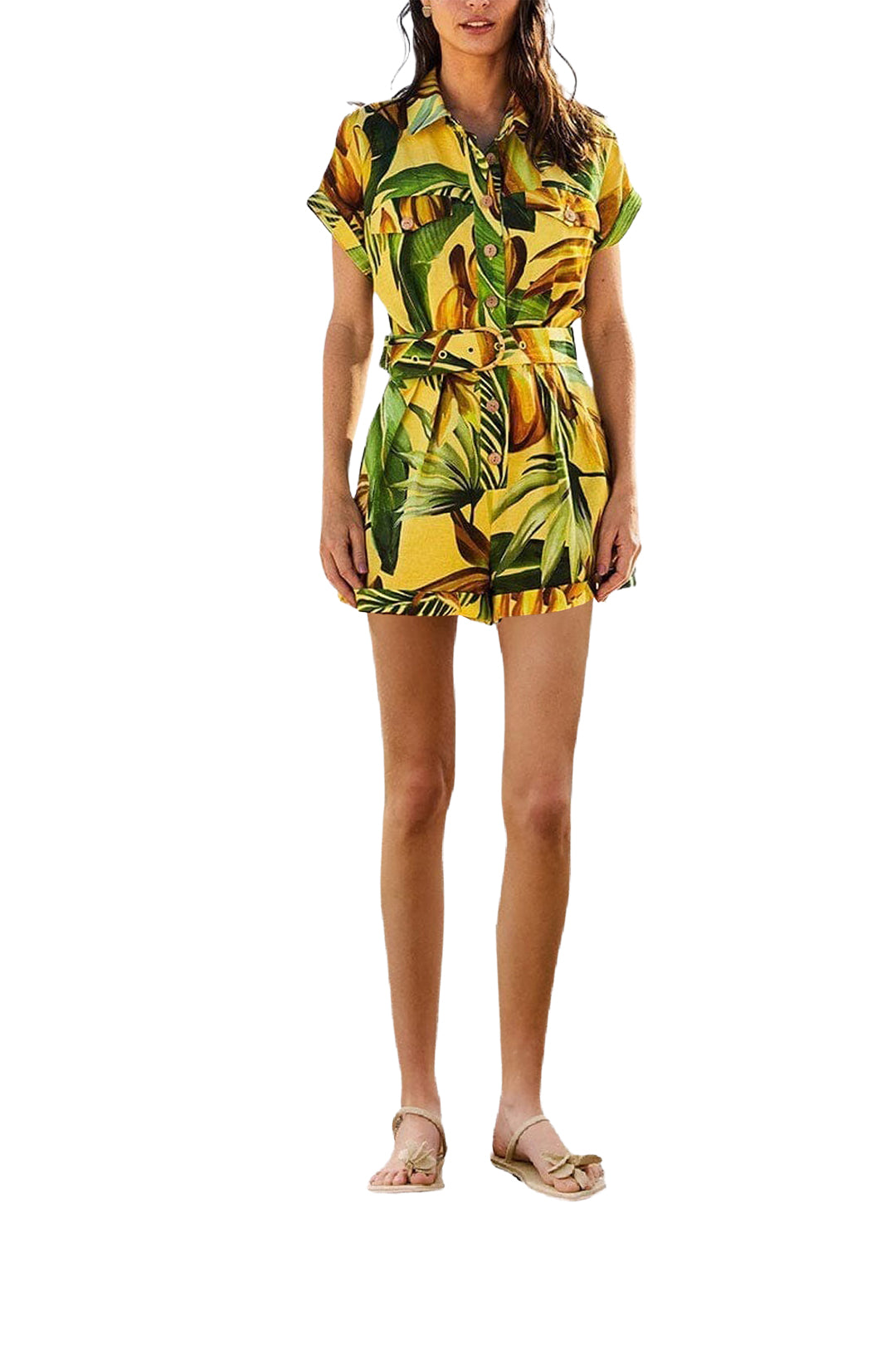 Combishort Bananart en lin - Jaune