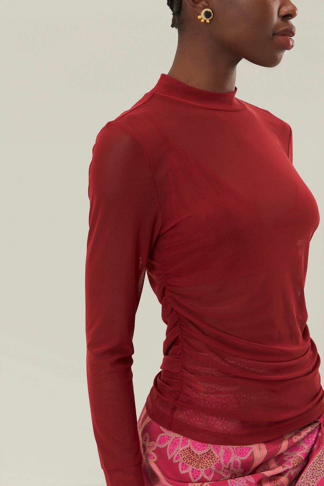 T-shirt à manches longues en jersey - Rouge
