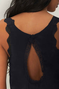 Midi dress with lace inserts - Black