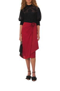 Draped midi skirt - Red