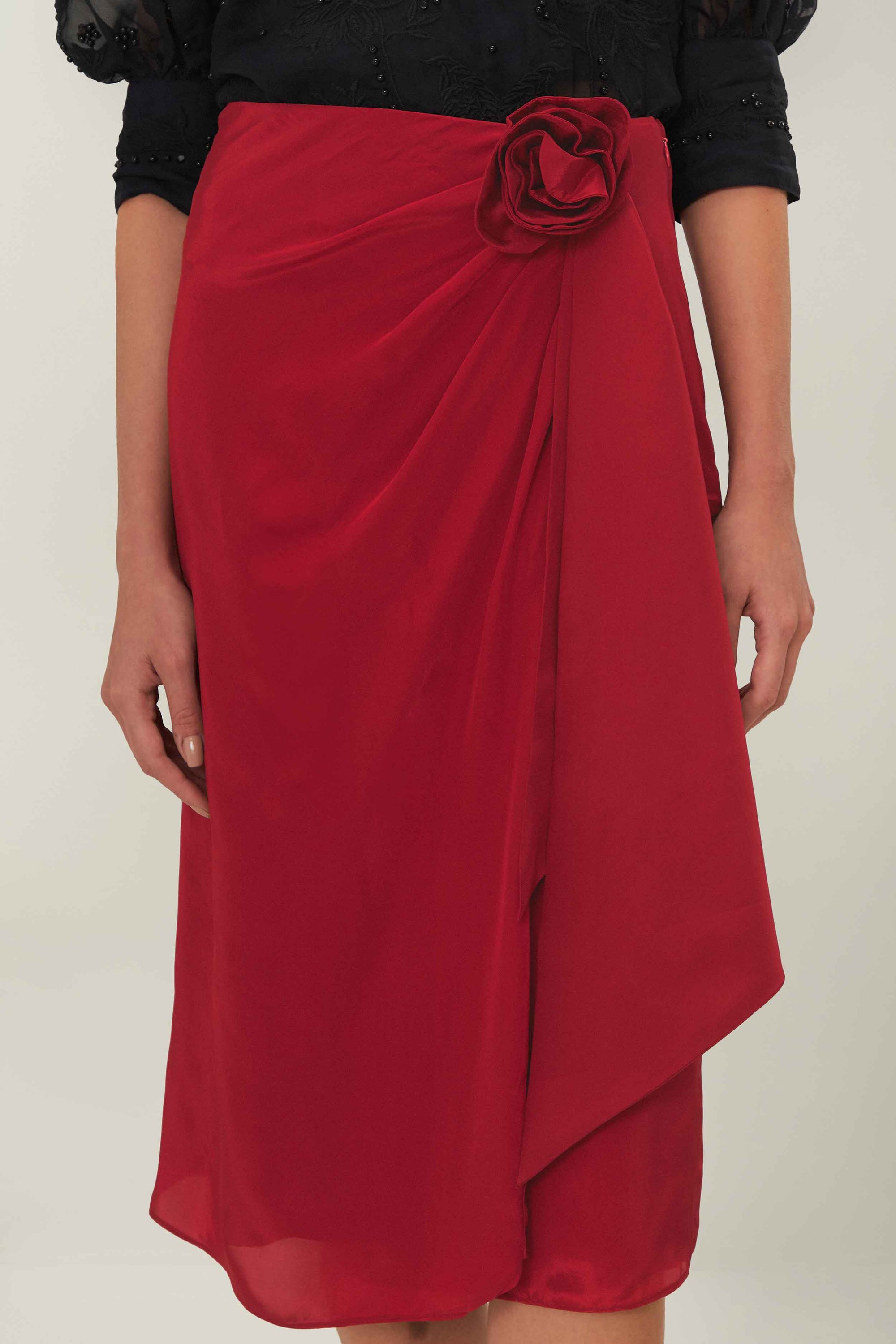 Draped midi skirt - Red