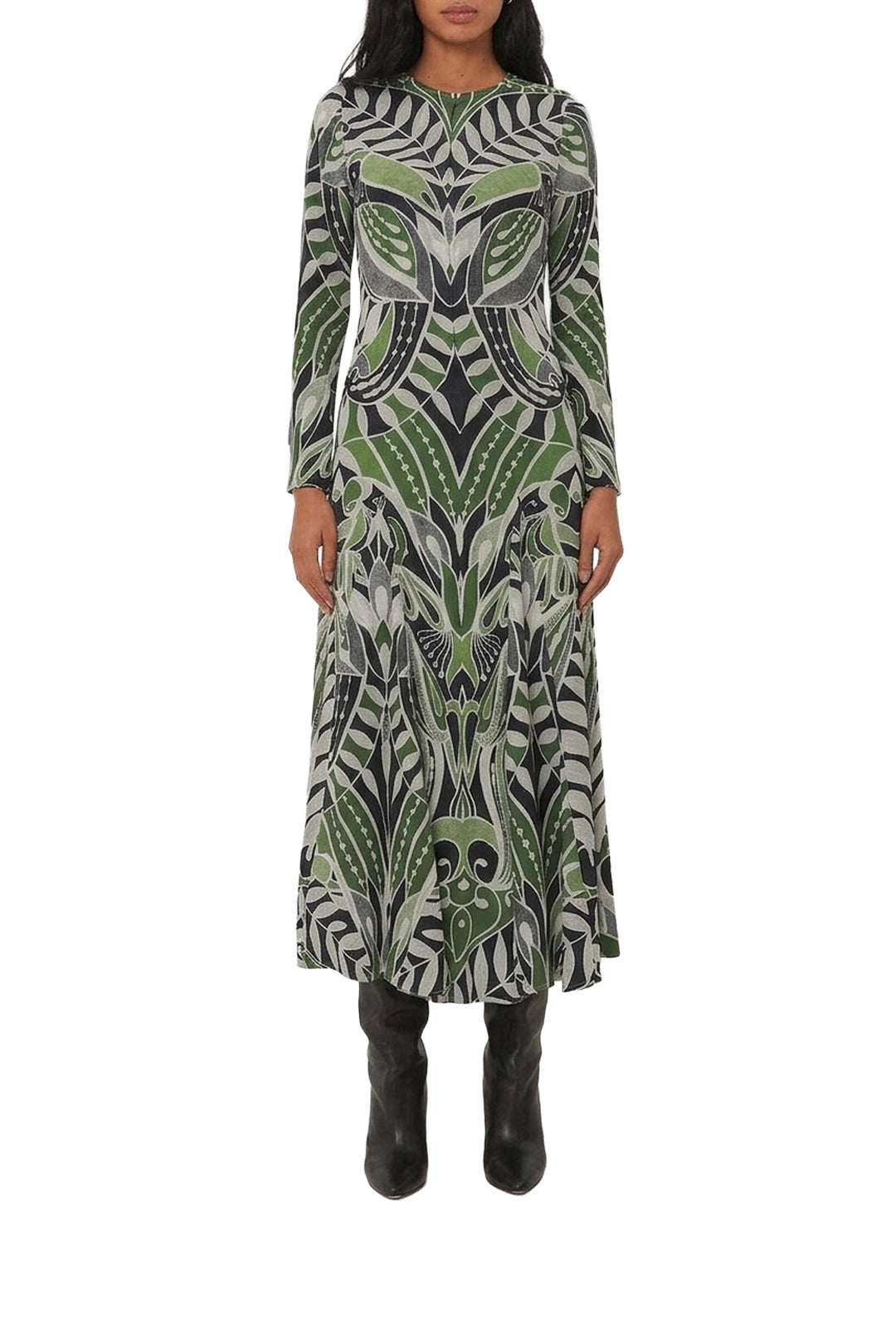 Lace midi dress - Green