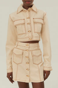 Veste courte en gabardine de coton - Blanc