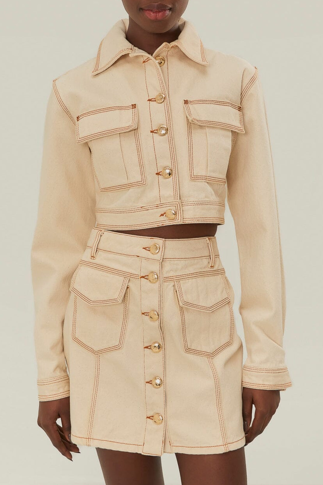 Veste courte en gabardine de coton - Blanc