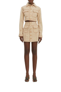 Veste courte en gabardine de coton - Blanc