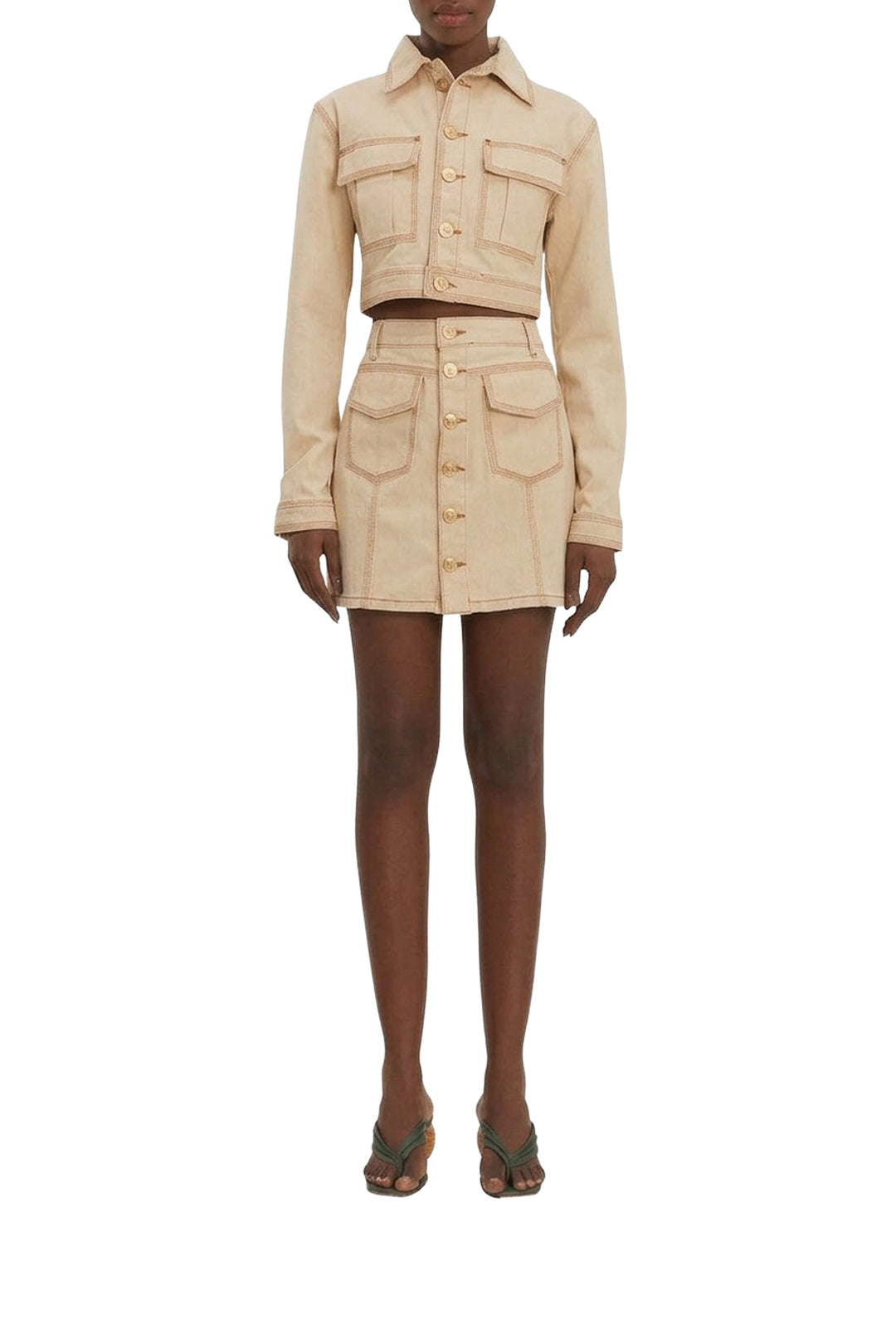 Veste courte en gabardine de coton - Blanc