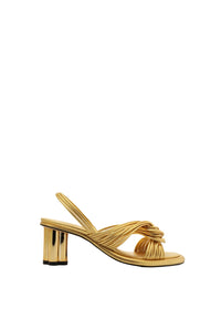 Sandales à talons et lanières en cuir - Doré