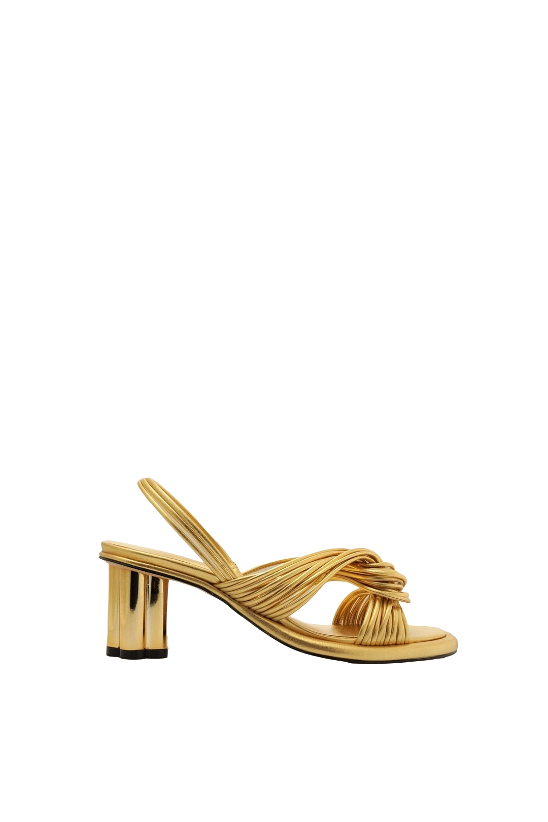 Sandales à talons et lanières en cuir - Doré