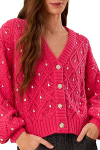 MEDIA OFF LINE_Pull en maille et dentelle - Rose