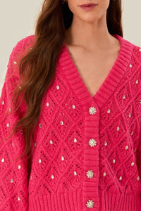 MEDIA OFF LINE_Pull en maille et dentelle - Rose
