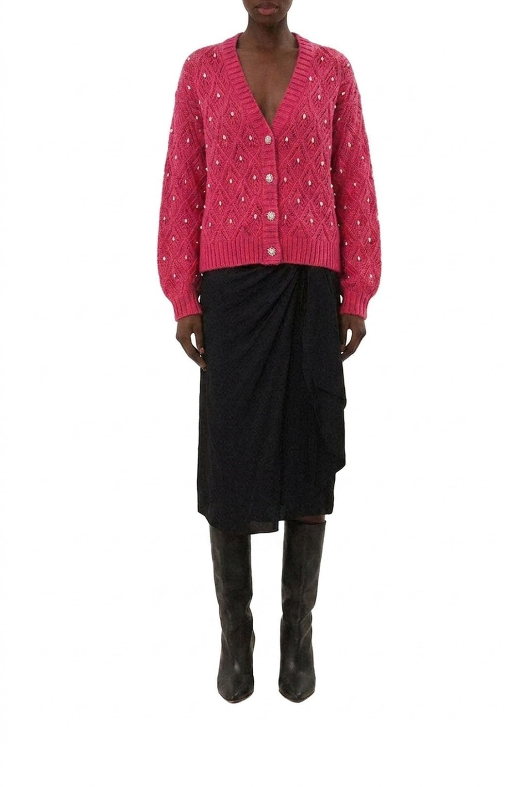 Knitted and lace jumper - Pink