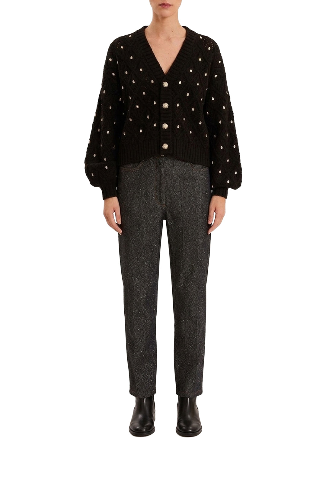 Pull en maille et dentelle - Noir