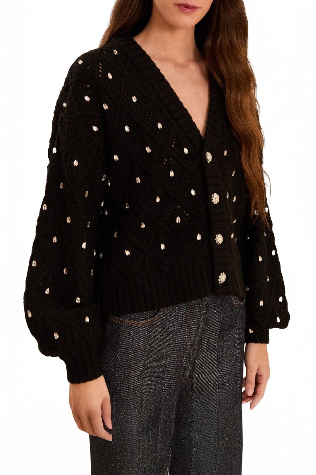 Pull en maille et dentelle - Noir