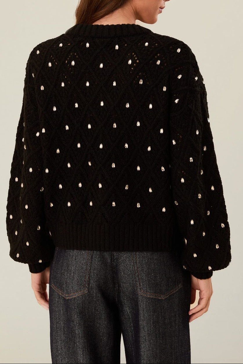 Pull en maille et dentelle - Noir