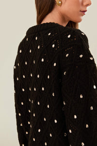 Pull en maille et dentelle - Noir