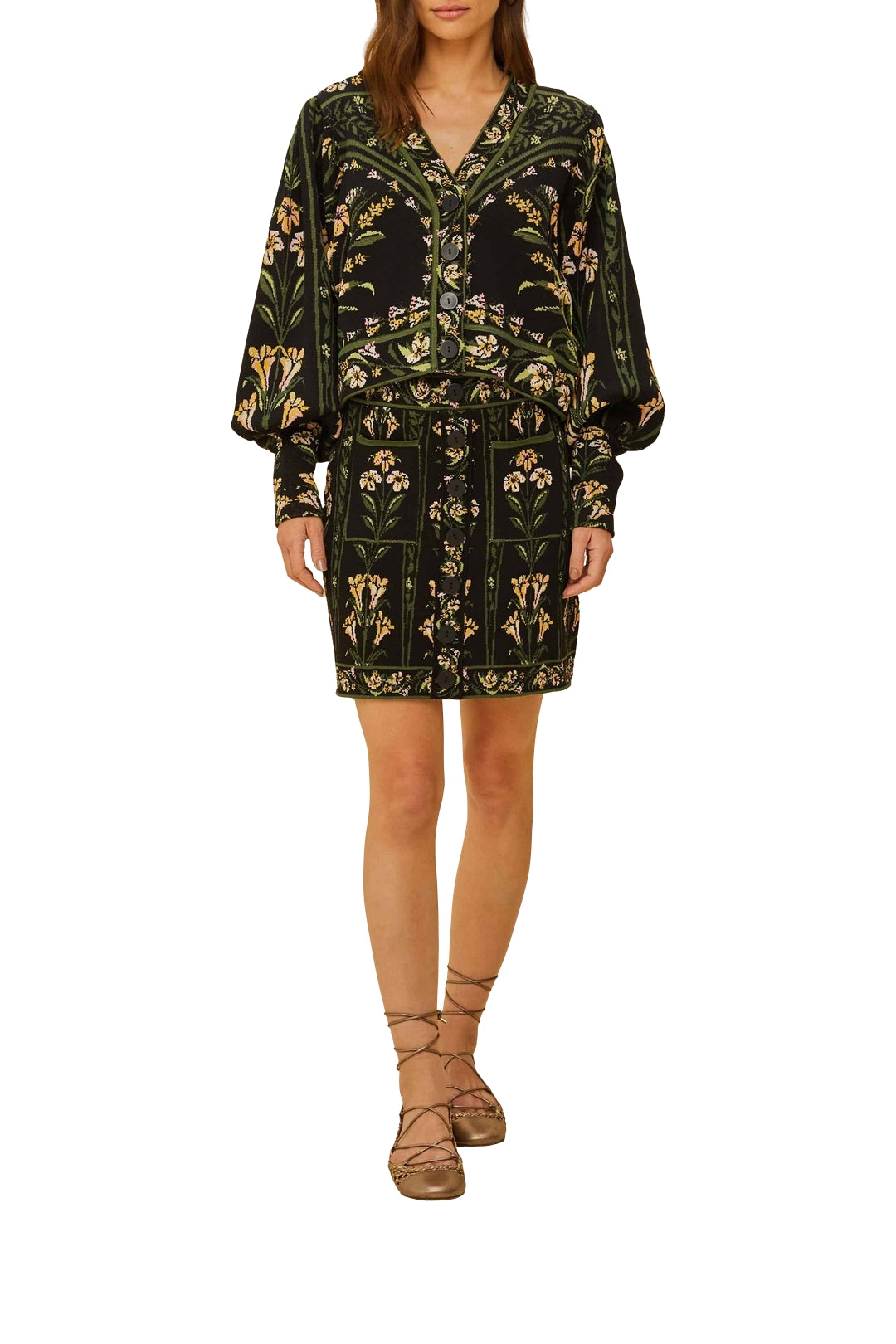 Jupe courte Flowers Arch en maille - Noir