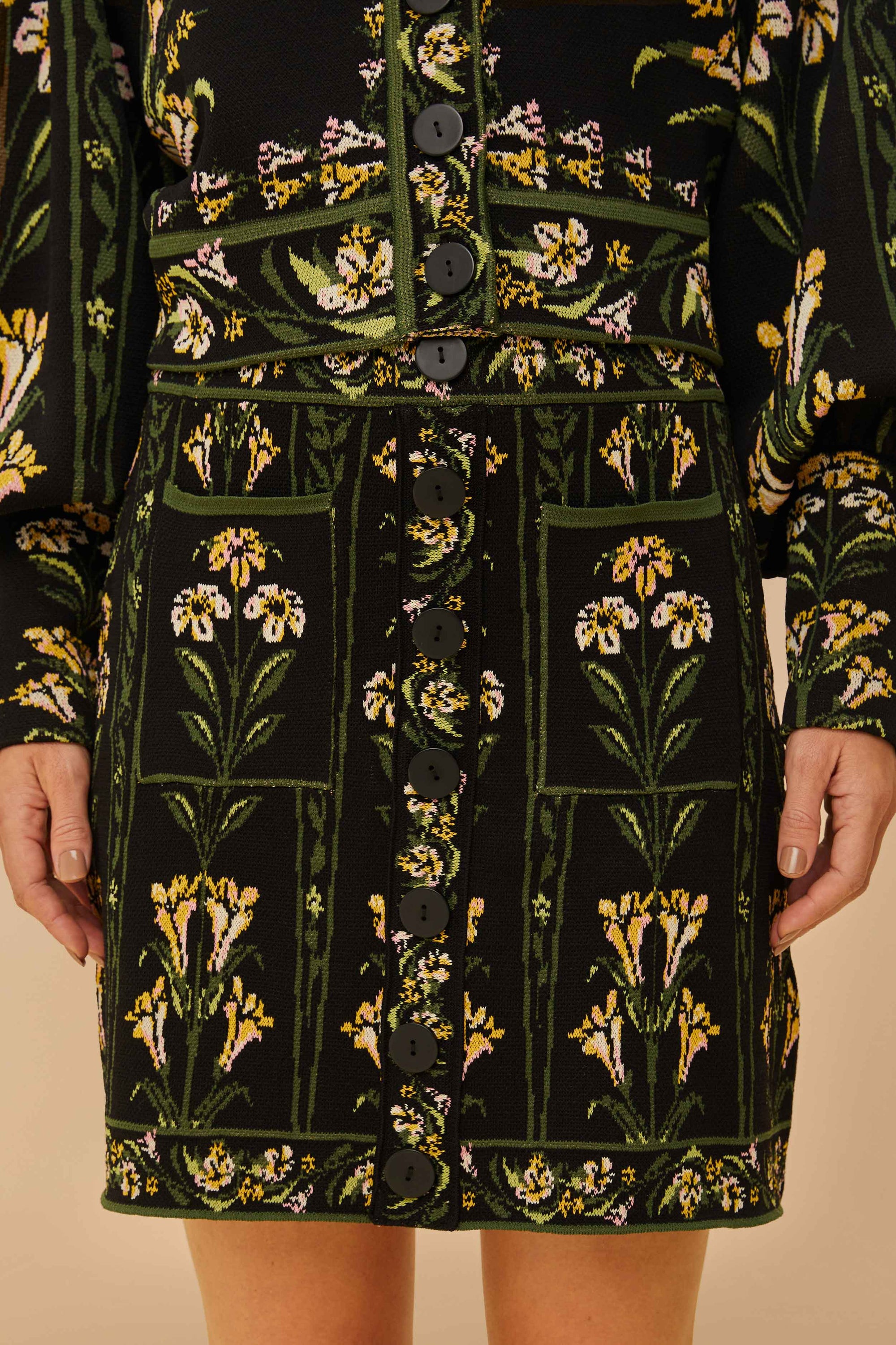 Jupe courte Flowers Arch en maille - Noir