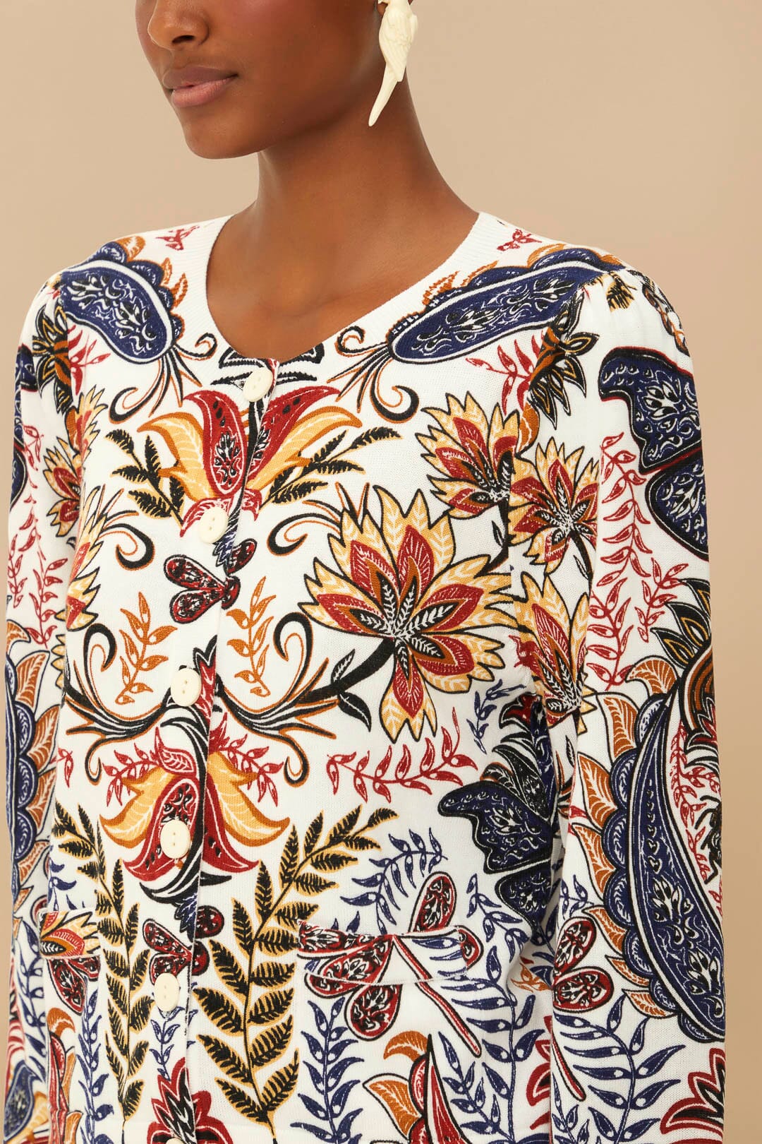 Cardigan Boho Glam en maille - Blanc