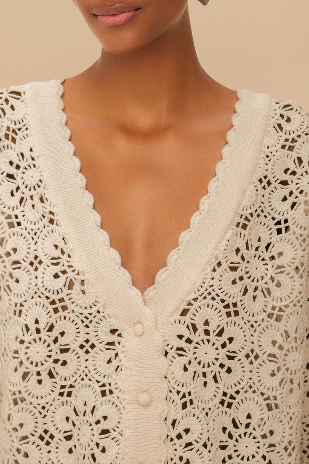Flower crochet cotton cardigan - White